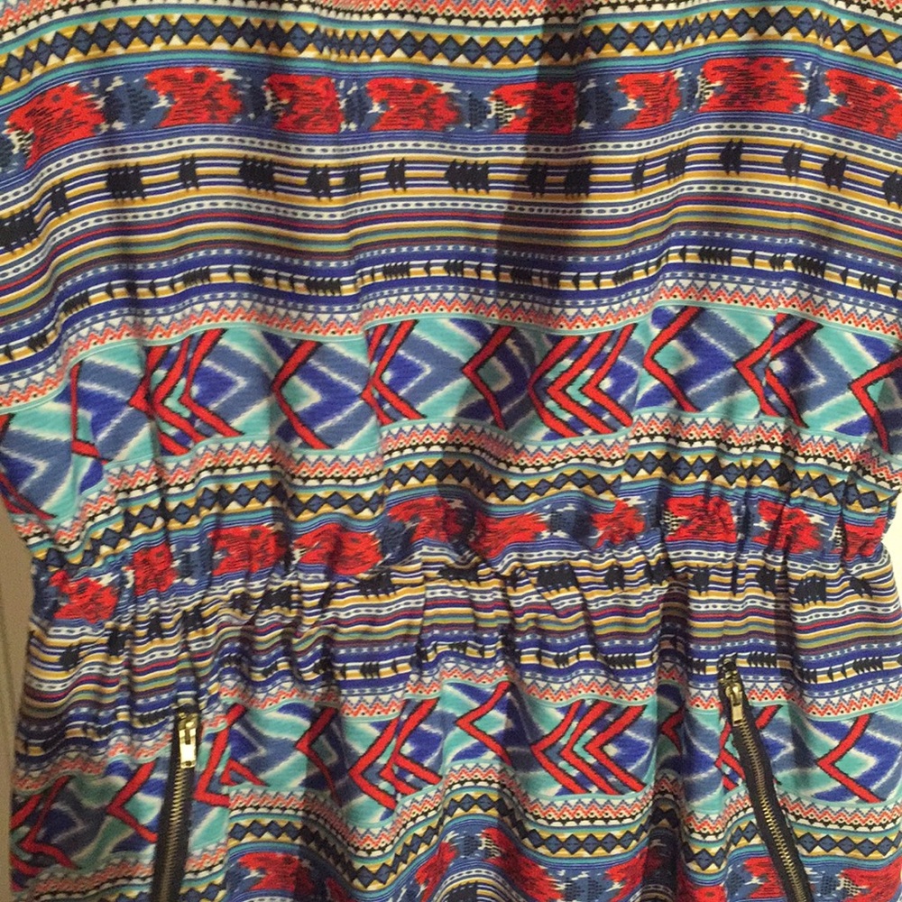 Speed Control Multicolored Aztec Dress W/Zippers - Picture 4 of 6